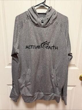 Active Faith Men's Gray Performance Hoodie, Size L